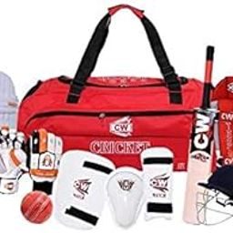 CW Championship Cricket Kit for Men Full Size Cricket Kit Set English Willow Cricket Kit Full Cricket Kit Bag Full Set Cricket Kit Full Size Adult Set Senior Kit- Red Black White-image-32
