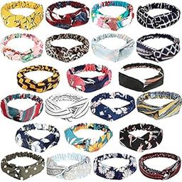 12 Boho Headbands for Women, Bandeau Headbands Beach Headbands, Floral Vintage Twisted Criss Cross Elastic Head Wrap Hair Accessories - Multicolor-33