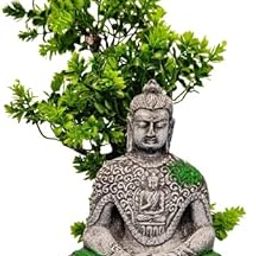 Shirlip Meditating Buddha Statue and Artificial Plant for Aquarium Fish Tank Decoration Combo Pack Ornament and Plant-image-70