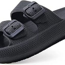 Slipper for Women Flip Flop Double Buckle Pillow Sliders EVA Flat Sandals for Girls Soft Open Toe Non Slip Platform Bedroom Slippers-image-5