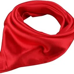 quecy Women Plain Satin Scarf | Square Scarf for Women | Red - 50 * 50cm-picture-42