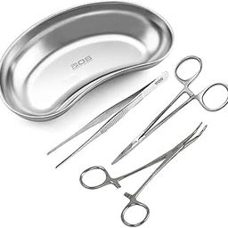 BOS Medicare Surgical Stainless Steel Instrument Set | 8-Inch Kidney Tray, 6-Inch Artery Forceps, 6-Inch Mosquito Forceps, 5-Inch Tweezer | Reusable Surgical Tools for Clinic, Lab & Hospital Use-image-47