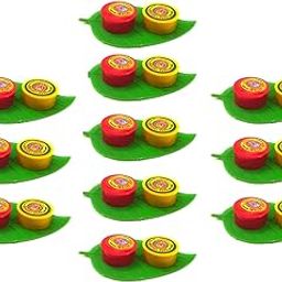SHIVANSH PARAM ENTERPRISES® Leaf Shape Thamboolam Set with Haldi Kumkum- Fancy Leaf Set Combo with Haldi Kumkum (10 pcs)-image-4