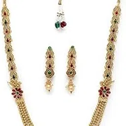 sukkhi Stylish Gold Plated Rani Haar Long Kundan Studded Multistring Necklace Set And Earring | Jewellery Set For Women (NS105733)-picture-3