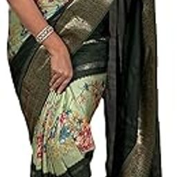 Dull Moss Zari Jacquard Saree with Foil Print & Blouse-image-10