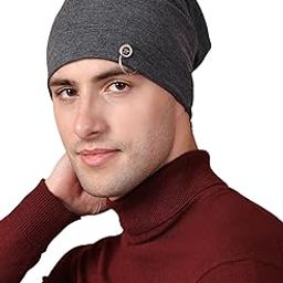 VIMAL JONNEY Dark Grey Cotton Blended Free Size Beanie Cap for Men-Ring_Cap_Anthra_01-image-6