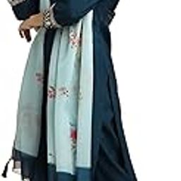 Women's Embroidered Straight Kurta Pant Set with Full Sleeves Full Length Round Navck and Organza Floral Dupatta | Kurta Set for Women-image-20