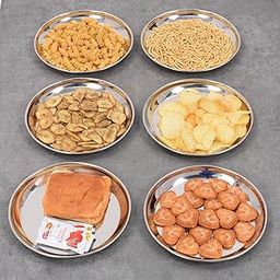 URBAN KRAFT Stainless Steel Breakfast Plates Set of 12 | Quarter Plates | High Grade Tiffin Plates | Small Nashta Plate | Steel Plates for Kids - Mirror Finish, Bpa Free Snacks Plates (Dia 18cm)-image-4