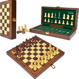 PALM ROYAL HANDICRAFTS 10x10 Inches Chess Board Set Wooden Magnetic Portable and Foldable Board Game with Extra Queens & Storage | Handmade Travel Chess Board for Adults & Kids.-picture-30