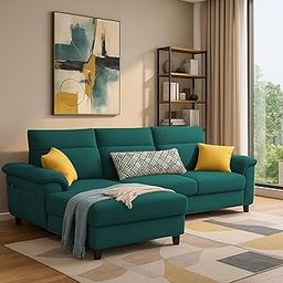 GRAPEWOOD Nelson LHS 4 Seater L Shape Sofa for Living Room (Pine Fabric) Premium Fabric Sofa Set-image-91