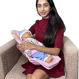 Hoopa 2-in-1 Feeding Pillow Baby Pink | Feeding Pad | Infant Carrier | Newborn Carrier | Nursing Pad | Reclined Carrier (Baby Pink) - Cotton-6