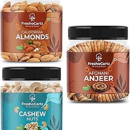 FreshoCartz Dry Fruit Combo rakhi dry fruit hamper set for rakhi for gift Pack of California Almonds-Afghani Anjeer-Cashew Nuts | Premium Dry Fruits - Jar Pack (Almonds & Cashew & Anjeer, 250gm Each)-image-95