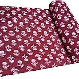 Fashionmart Pure Cotton Unstitched Jaipuri Handmade Digital Printed Fabric Material for Women Kurta/Blouse/Palazzos/Piece Material for Women’s (3.5 Meter)-17