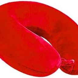 Juzzii Velvet U Shape Micro Fiber Neck Rest Comfortable Travel Neck Pillow for Men, Women - Red-image-66
