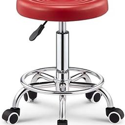 Carda Craft Adjustable Height Stool (18-22 inch) with White Caster Wheels – Doctor/Kitchen Stool/Office Stool/Chair/Cafeteria Stool/Bar Stool – Red Finish Color-image-83