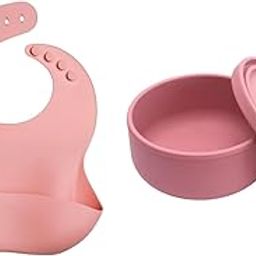 tudd Silicone Baby Bib for Feeding & Weaning Babies & Toddlers | Pink with Lid Bowl | Airtight Silicone Bowl for Babies-image-35