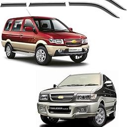 ModifyStyle Unbreakable Chrome line Door Visor/Wind Deflector/Rain Guard Compatible for Chevrolet Tavera (Set of 6pc)-11