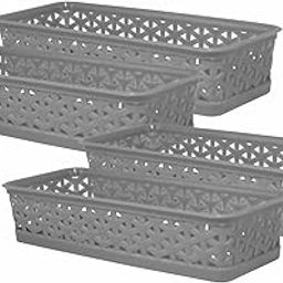 Morvi Plastic Alexa 9 Multipurpose Tokri for Drawer Dividers/Storage Tokri,Set of 4 Pcs,Grey Color-image-45
