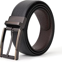 Genuine Leather Reversible Belt for Men Perfect for Formal and Casual Wear Can be Used Black and Brown with Adjustable Waistband Buckle, Gifting, Office, Party or Daily Use (RH00B6, BLACK)-image-45
