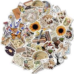 Aesthetic Retro Self Adhesive Stickers Pack 50Pcs, Cute Vintage Vinyl Waterproof Boho Stickers Scrapbooks, Laptops, Guitars, Phones, Pads, Skateboards, Bicycles, Motorcycles, Helmets-image-30