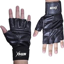 XSAW PU Leather Gym Gloves for Men and Women with Wrist Support Band for Weight Lifting and Exercise-image-27