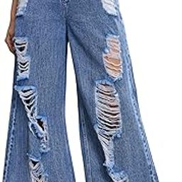 Blue Washed Denim Distressed Jeans-image-0