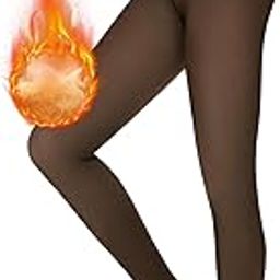 Women's Double Shaded Thermal Fleece Lined Sheer Opaque Pantyhose Thick Stretchable High Waisted Leggings Footed Stocking Winter Wear Tights (Black) - S till 3XL-image-22