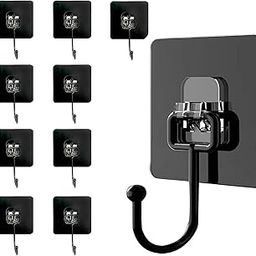 SANTALON Extra Strong Adhesive Hooks for Bathroom, (max. 50 kg) Adhesive Hooks, Black, Waterproof and No Trace for Bathroom, Ceiling, Wall, Kitchen Utensils, Keys, Clothes(Black) (Pack of 20)-17
