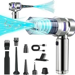 HTLT Mini Car Vacuum Cleaner Wireless，16000Pa Powerful Car Vacuum portable cordless with Brushless with 3 Gear，Portable Vacuum Cleaner for Car, Home, Office, Pet，（Blue）-image-70