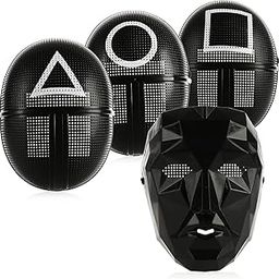 FAVELA Guard Party Cosplay Frontman triangle circle square Mask for Kids and Adults boss Game Masks, Halloween Mask for Men and Women, Black Masquerade Masks for All Ages.(Pack of 4)-image-8