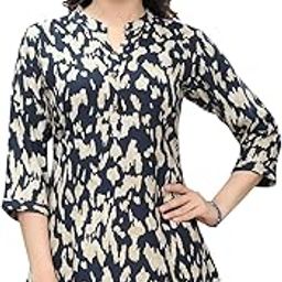 Viscose Rayon A-Line Printed Short Kurti Tunic Top for Women and Girls SS_82-43