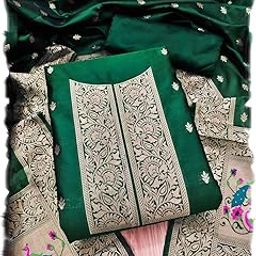 Pandadi Women's Banarasi Paithani Woven Design Dress Material-picture-32
