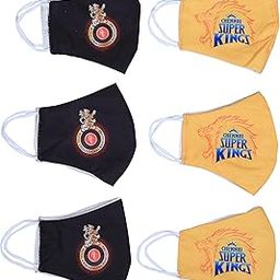 VE-MARUSH (PACK OF 6 COMBO OF IPL CSK & RCB MASK FOR MEN, WOMEN, KIDS, 3 LAYER CLOTH COTTON CSK FACE MASK, IPL MASK REUSABLE WASHABLE CLOTH MASK FOR MEN, WOMEN, KIDS-image-10