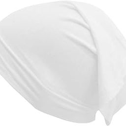 Women's Stretch Under Scarf Tube Bonnet Jersey Cap Head Wrap White-image-45