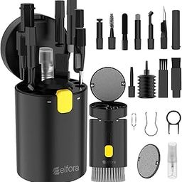 Elfora Electronic 20 in 1 Cleaning Kit| Multifunction Tool Kit with Screen Cleaning Cloth, Brush, Key Puller, Spray Bottle| Cleaner Kit for PC, Laptop, iPhone, iPad, MacBook, Airpod & Keyboard(Black)-19