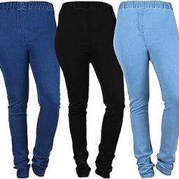 Womens Denim Jeggings DJ124-3XL - Royal Blue and Black (pack of 3)-image-106