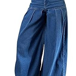 sassafras Blue Washed Pleated Flared Jeans-picture-36