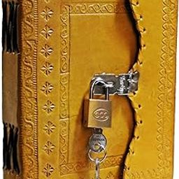 Nav Handicrafts Leather Diary Journal Notepad Writing Book With Lock, Key And Handmade Papers 7 X 5 Inch (Yellow), 200 Pages-picture-13