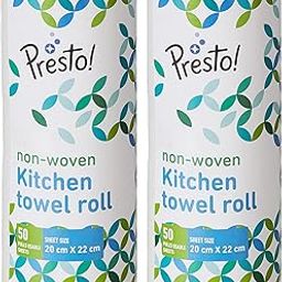 Amazon Brand - Presto! Non-Woven Reusable Kitchen Towel Roll | 50 Pulls | 100 Sheets (Pack of 2) | Size: 20 x 22 cm | White | Washable | Highly Absorbent | For Daily Use-20