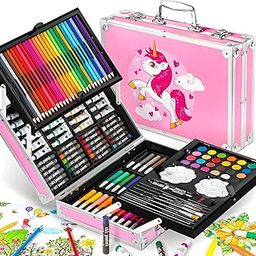Parssufy 145 Pieces Art Set for Kids with Unicorn Theme Storage Case, Art and Craft Supplies Kit for Drawing and Painting with Oil Pastel, Water Color, Color Pencils, Sketch Pen (Unicorn Design-Pink)-27