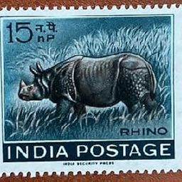 Mint India Postage Stamp, 15 NP, Indian Rhinoceros-image-45