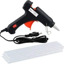 Hillgrove 20W Black Mini Hot Glue Gun With 15 Pcs Hot Melt Glue Stick for Craft, Art, Decoration Work Standard Temperature Corded Glue Gun (7 mm)-picture-1