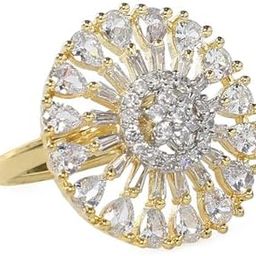 22K Gold-Plated AD & Cubic Zirconia Studded Adjustable Finger Ring with Sunflower Design for Women & Girls – Perfect for Special Occasions-image-41