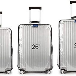 Combo Cover for Hard Luggage Trolley Bags Transparent Protective Covers PVC Fabric Waterproof (Transy + Black) (Size - 20"|26"|30")-image-23