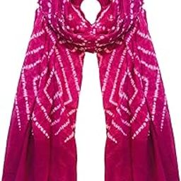 Women's Rajasthani Traditional Shibori Bandhani Bhandej Tie and Dye Mulmul Cotton Dupatta (Pink, 2.25 meter)-image-80
