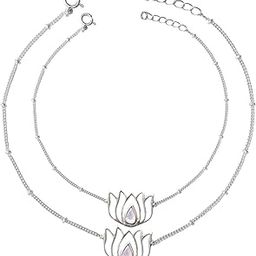 Lotus Silver 92.5 Anklet for Women - Pure 925 Sterling Silver Jewelry with Certificate of Authenticity.-image-63