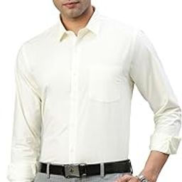 Ramraj Cream Cotton Solid Full Sleeve Regular fit Regular Collar Trending Cream Formal Shirt for Men-image-29
