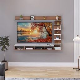 Dettlet Engineered Wood Wall Mount TV Unit/TV Stand/TV Cabinet/TV Entertainment Unit/Set Top Box Stand (Wenge/White) (Ideal for 55 Inch) (D.I.Y)-16