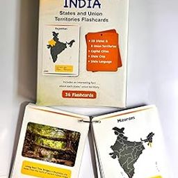 Learning Dino India States and Capital Flashcards | India States & Union Territories - 36 Flashcards with State Name, Language Spoken and Other Facts-18