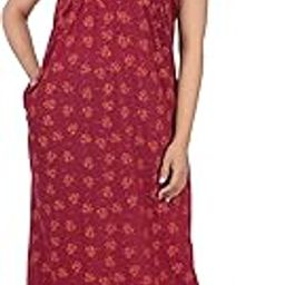 Women's All Over Printed Floral Printed Half Sleeve Sinker Cotton Nighty/Maxi/Nightwear/Nightgown/Gown WSR-15-image-1